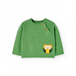 Set 2 piese baiat, pulover tricot verde cu pantalon gri, Boboli - Img 3