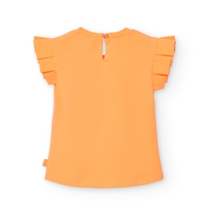 Tricou Chic fete 4-16 ani, bumbac, strasuri, portocaliu, Boboli - Img 2