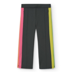 Pantaloni fete evazati, dungi multicolor, gri, Boboli - Img 2