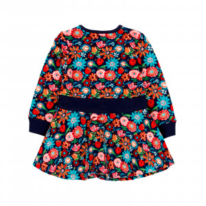 Rochie fete bumbac, fusta clos, imprimeu floral, Boboli - Img 2