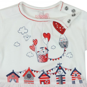 Salopeta bebe fetita cu aspect 2 in 1, imprimeu grafic, rosie , Boboli - Img 3