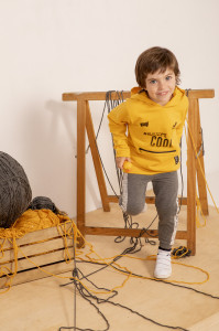 Trening baiat 2 piese , hanorac gluga, mustar # Awesome cool, Babybol - Img 2