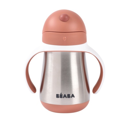 BEABA flašica nerđajući čelik sa slamčicom 250ml, terracotta