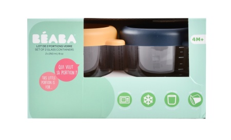 BEABA set od 2 staklene posude 2x250 ml, Night blue/Honey - Img 2