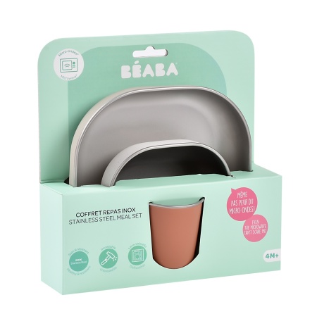 BEABA Set za jelo od nerđajućeg čelika - terracotta - Img 3