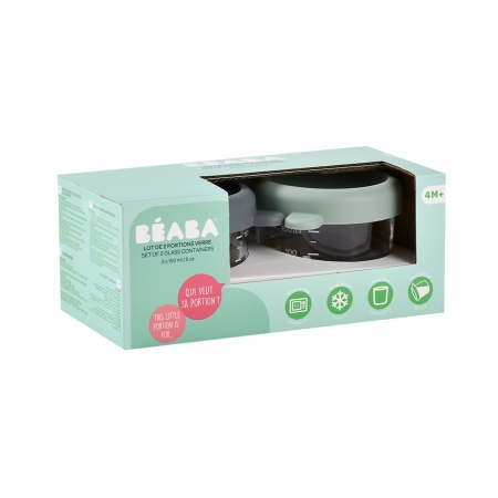 BEABA set od 2 staklene posude 2x150 ml, Sage green/Mineral - Img 7