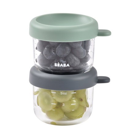 BEABA set od 2 staklene posude 2x150 ml, Sage green/Mineral - Img 4