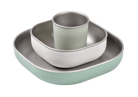 BEABA Set za jelo od nerđajućeg čelika - sage green