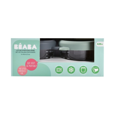 BEABA set od 2 staklene posude 2x150 ml, Sage green/Mineral - Img 8
