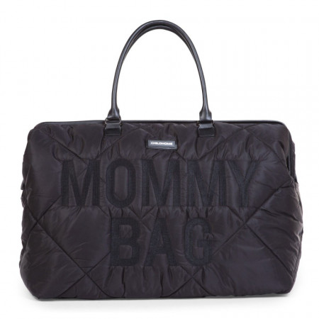 MOMMY BAG, QUILTED PUFFERED BLACK