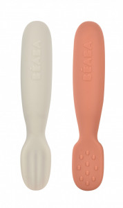 BEABA set od 2 silikonske kašičice/glodalice, terracotta / velvet grey - Img 2