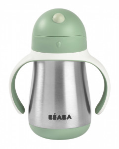 BEABA flašica nerđajući čelik sa slamčicom 250ml, s.green