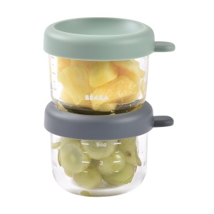 BEABA set od 2 staklene posude 2x150 ml, Sage green/Mineral - Img 3