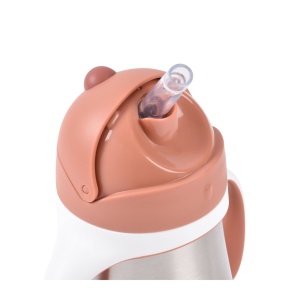 BEABA flašica nerđajući čelik sa slamčicom 250ml, terracotta - Img 5