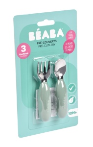 BEABA predpribor za jelo, viljuška i kašika, sage green - Img 5