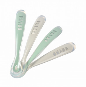 BEABA set od 4 ergonomične kašičice za bebe, grey/sage green