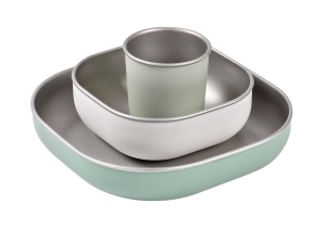BEABA Set za jelo od nerđajućeg čelika - sage green