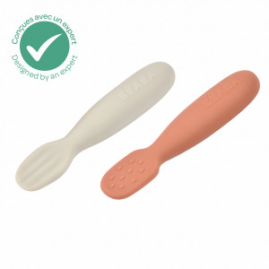 BEABA set od 2 silikonske kašičice/glodalice, terracotta / velvet grey - Img 7