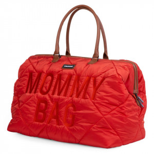 MOMMY BAG, QUILTED PUFFERED RED