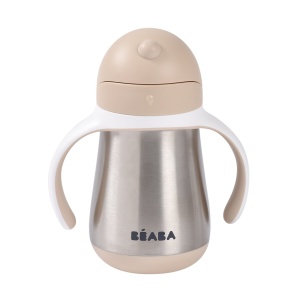 BEABA flašica nerđajući čelik sa slamčicom 250ml, clay