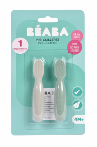 BEABA set od 2 silikonske kašičice/glodalice, green / velvet grey - Img 5
