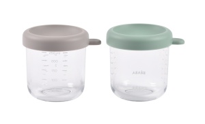 BEABA set od 2 staklene posude 2x250 ml, Sage green/Gazelle
