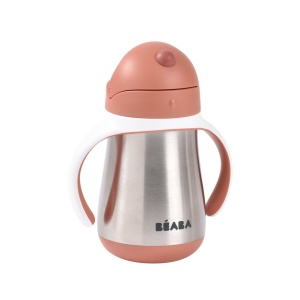 BEABA flašica nerđajući čelik sa slamčicom 250ml, terracotta - Img 2