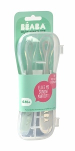 BEABA set od 2 silik. kašičice za bebe sa kutijicom, velvet grey/sage green - Img 3