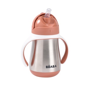 BEABA flašica nerđajući čelik sa slamčicom 250ml, terracotta - Img 3