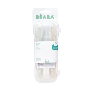 BEABA set od 2 silik. kašičice za bebe sa kutijicom, Clay / Misty green  - Img 2