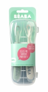 BEABA set od 2 silik. kašičice za bebe sa kutijicom, velvet grey/sage green - Img 4