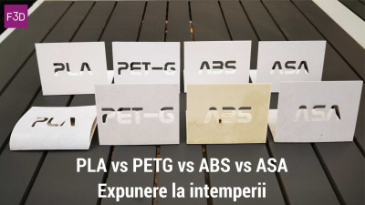 PLA vs PETG vs ABS vs ASA. Ce material pot utiliza în exterior, expus la soare?