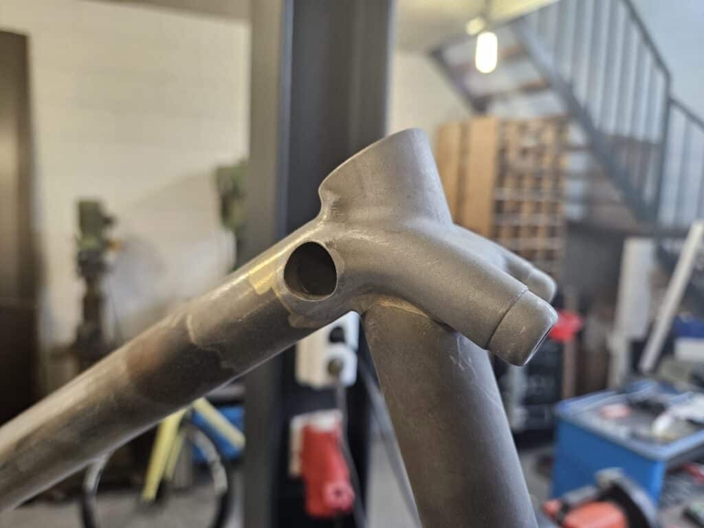 Detaliu cadru bicicletă personalizată St. Joris Cycles — toleranță ±1 mm față de fitting ideal, fabricare cu printare 3D și filamente FormFutura