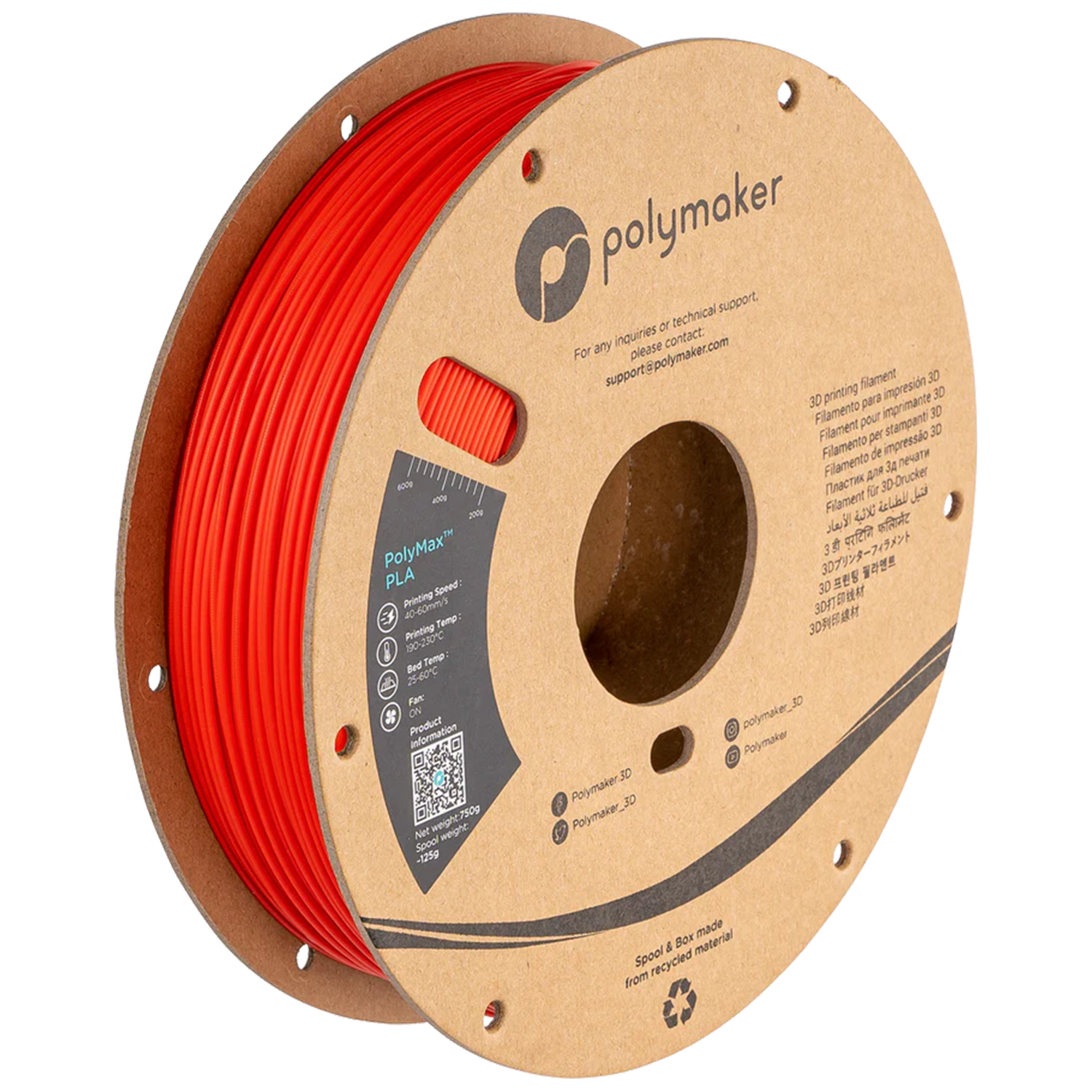 Filament Polymaker PolyMax Tough PLA Red (rosu) 750g