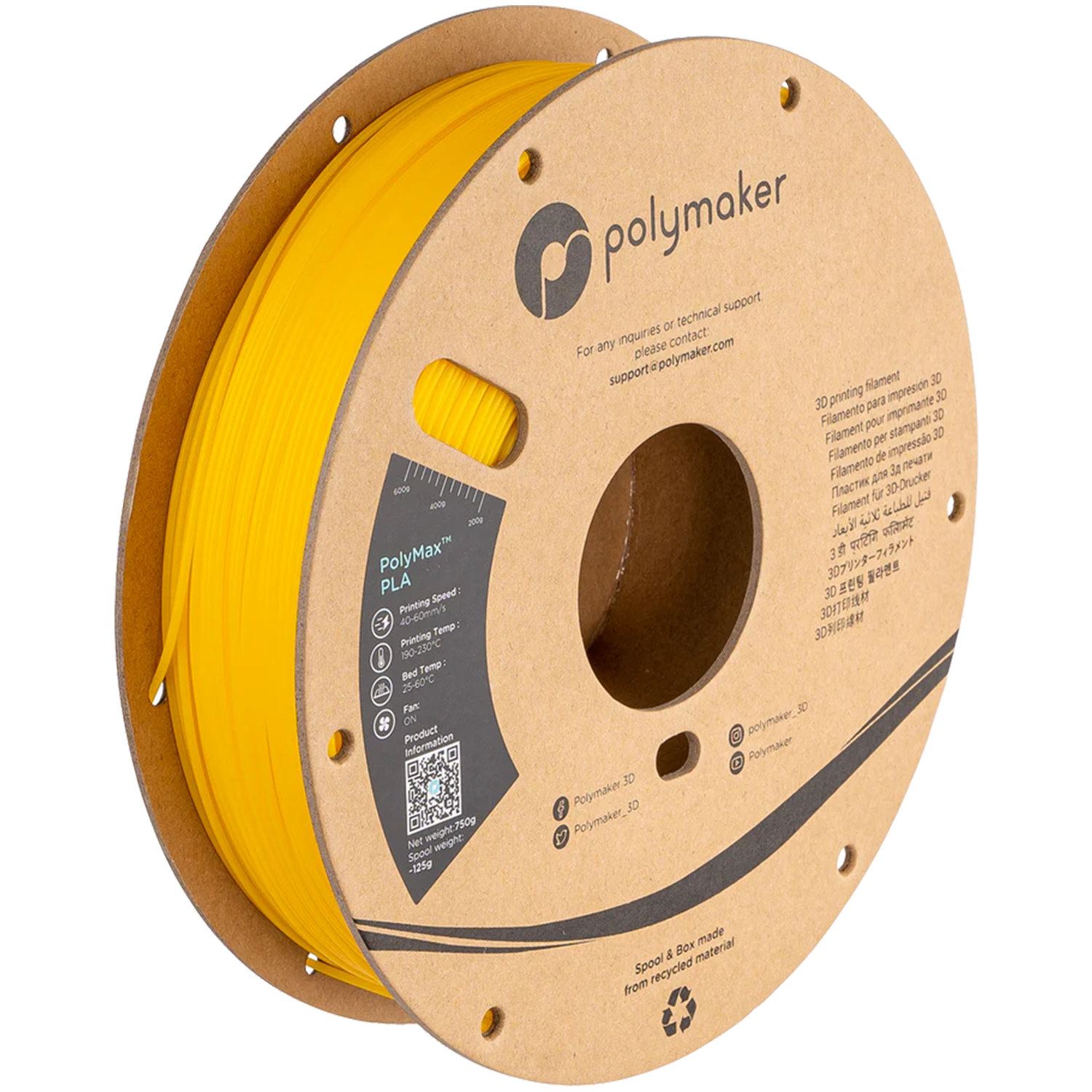 Filament Polymaker PolyMax Tough PLA Yellow (galben) 750g
