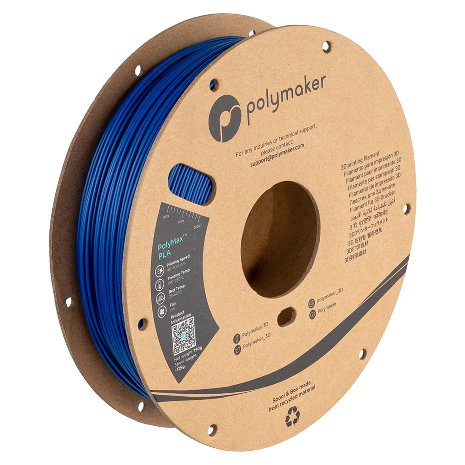 Filament Polymaker PolyMax Tough PLA Blue (albastru) 750g