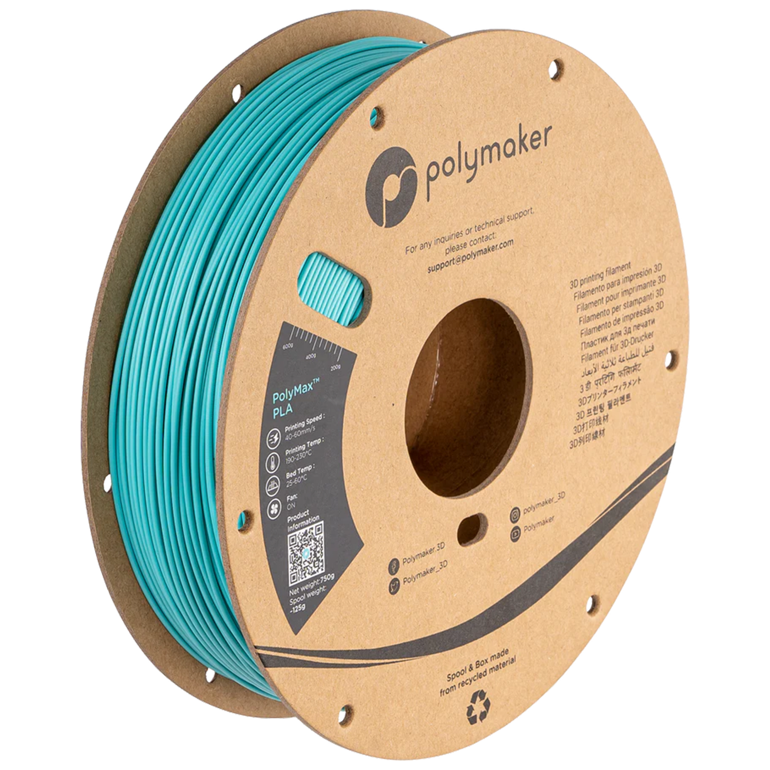 Filament Polymaker PolyMax Tough PLA Polymaker Teal (turcoaz) 750g