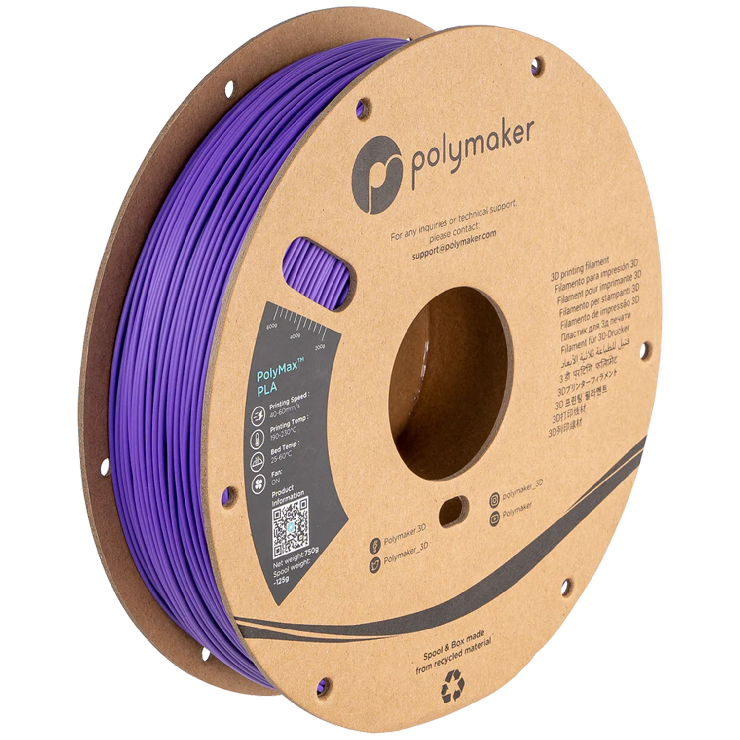 Filament Polymaker PolyMax Tough PLA Purple (violet/mov) 750g