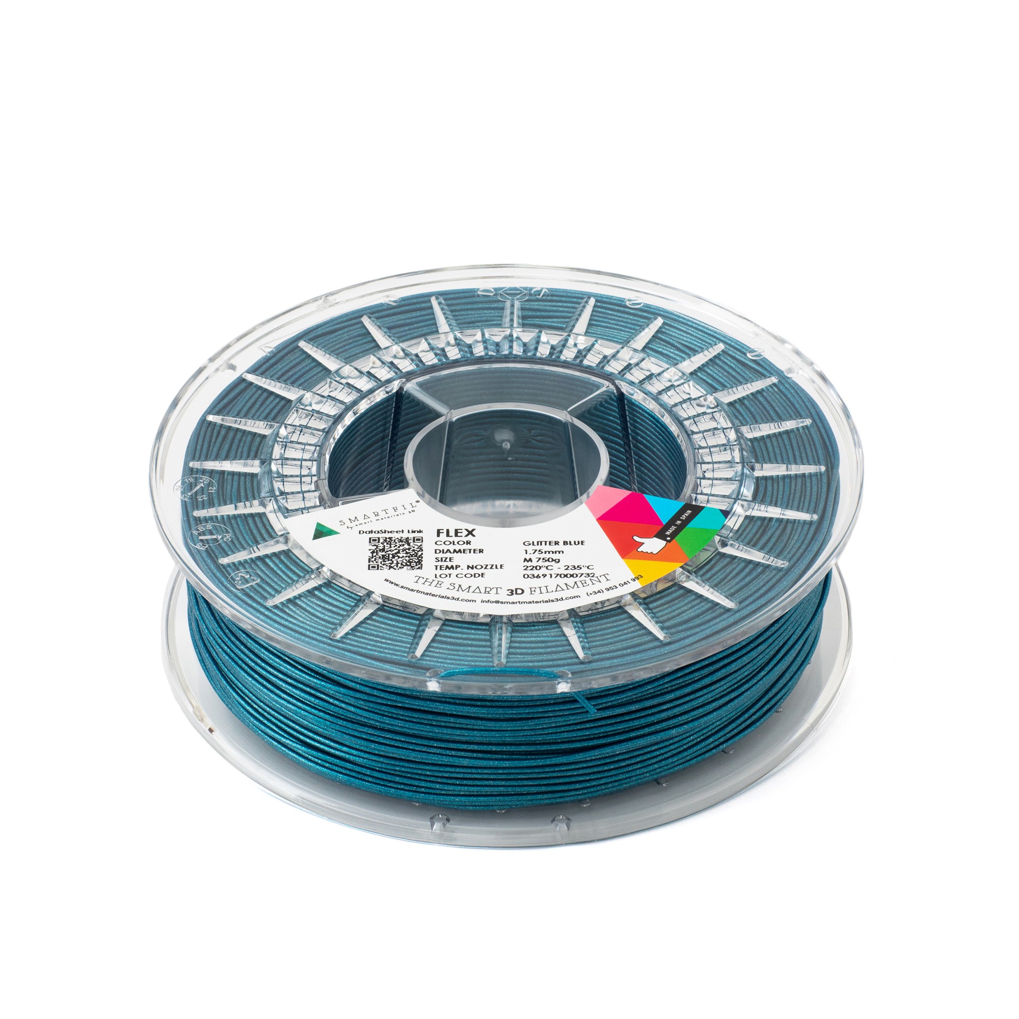 Filament SmartFil Flex - TPU 93A - Glitter Blue (albastru stralucitor) 750g