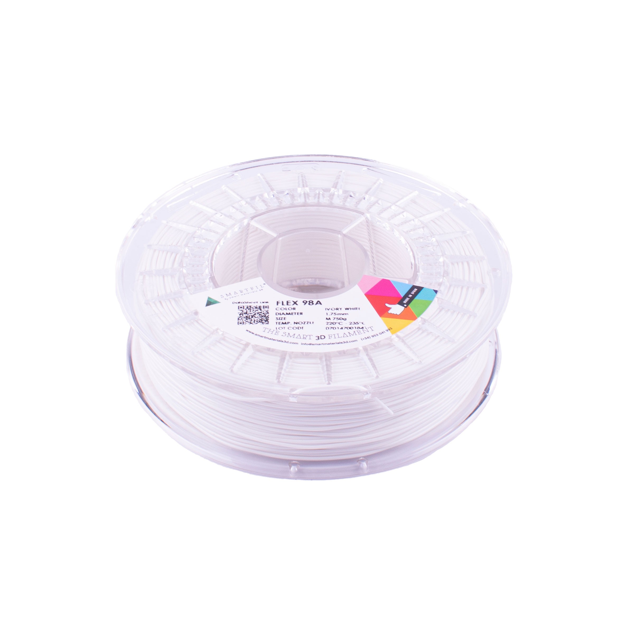 Filament SmartFil Flex - TPU 98A - Ivory White (alb) 750g