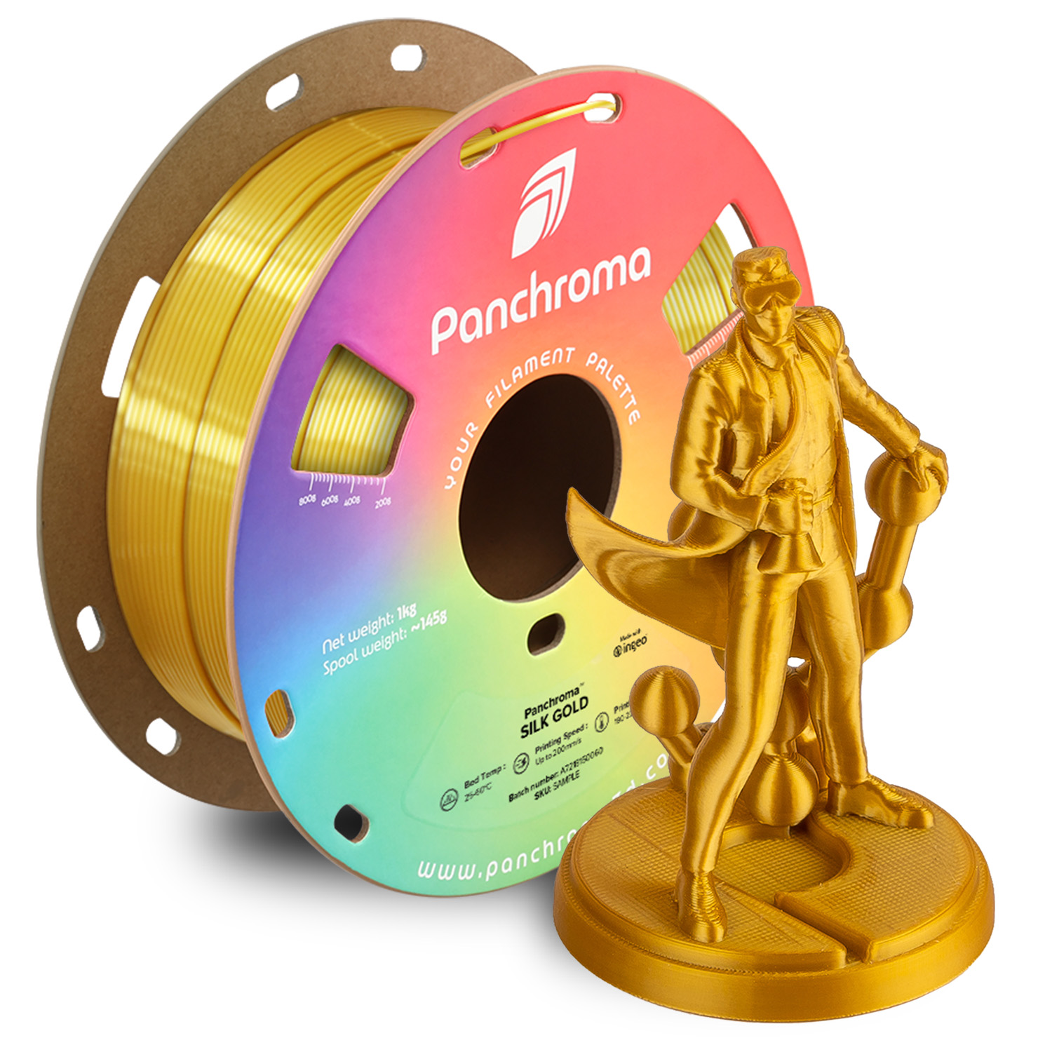 Filament 1.75 mm Polymaker Panchroma PLA Silk Gold (auriu)1kg