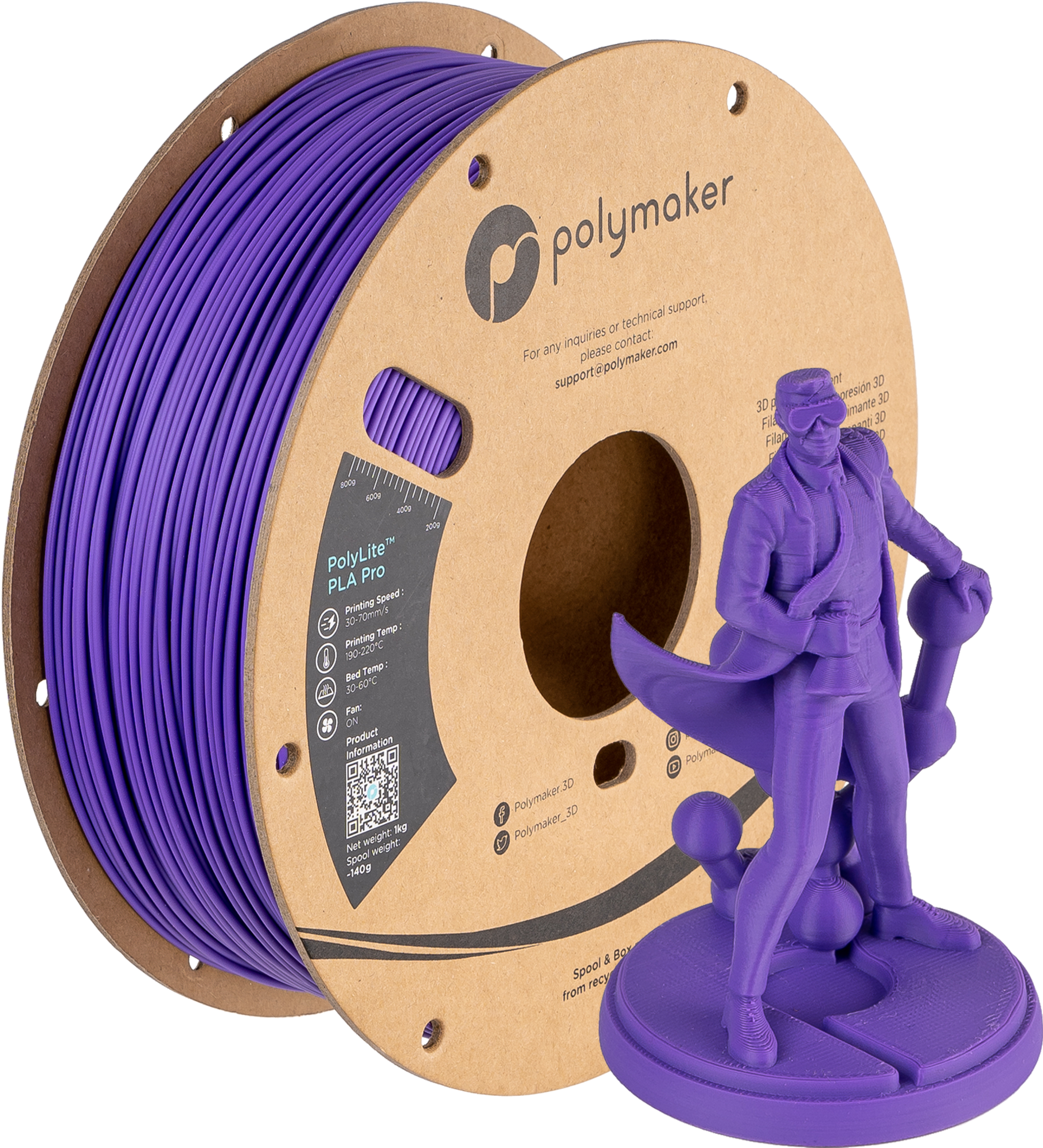Filament Polymaker PolyLite PLA PRO Purple (violet)1kg