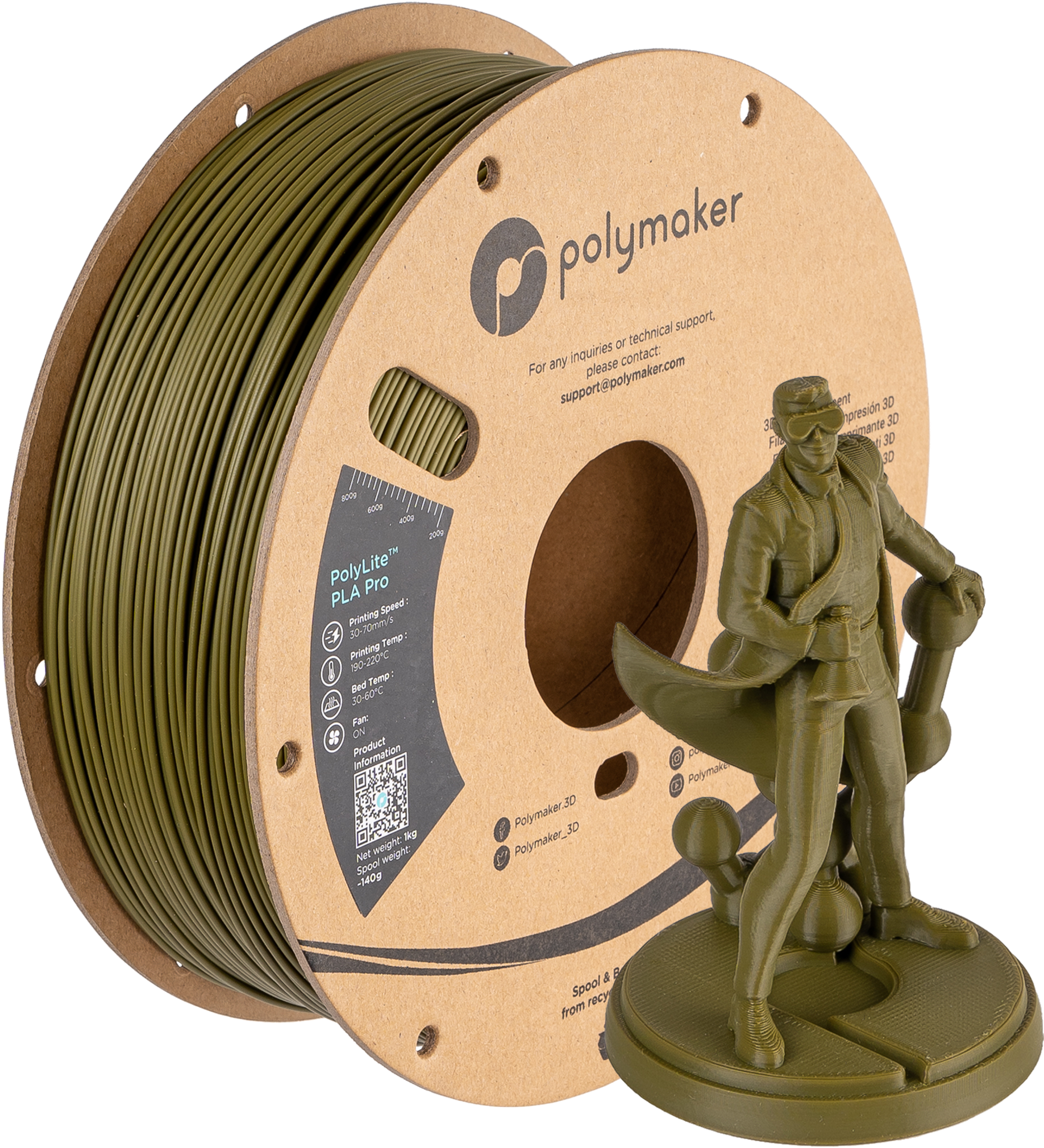 Filament Polymaker PolyLite PLA PRO Army Green (verde)1kg