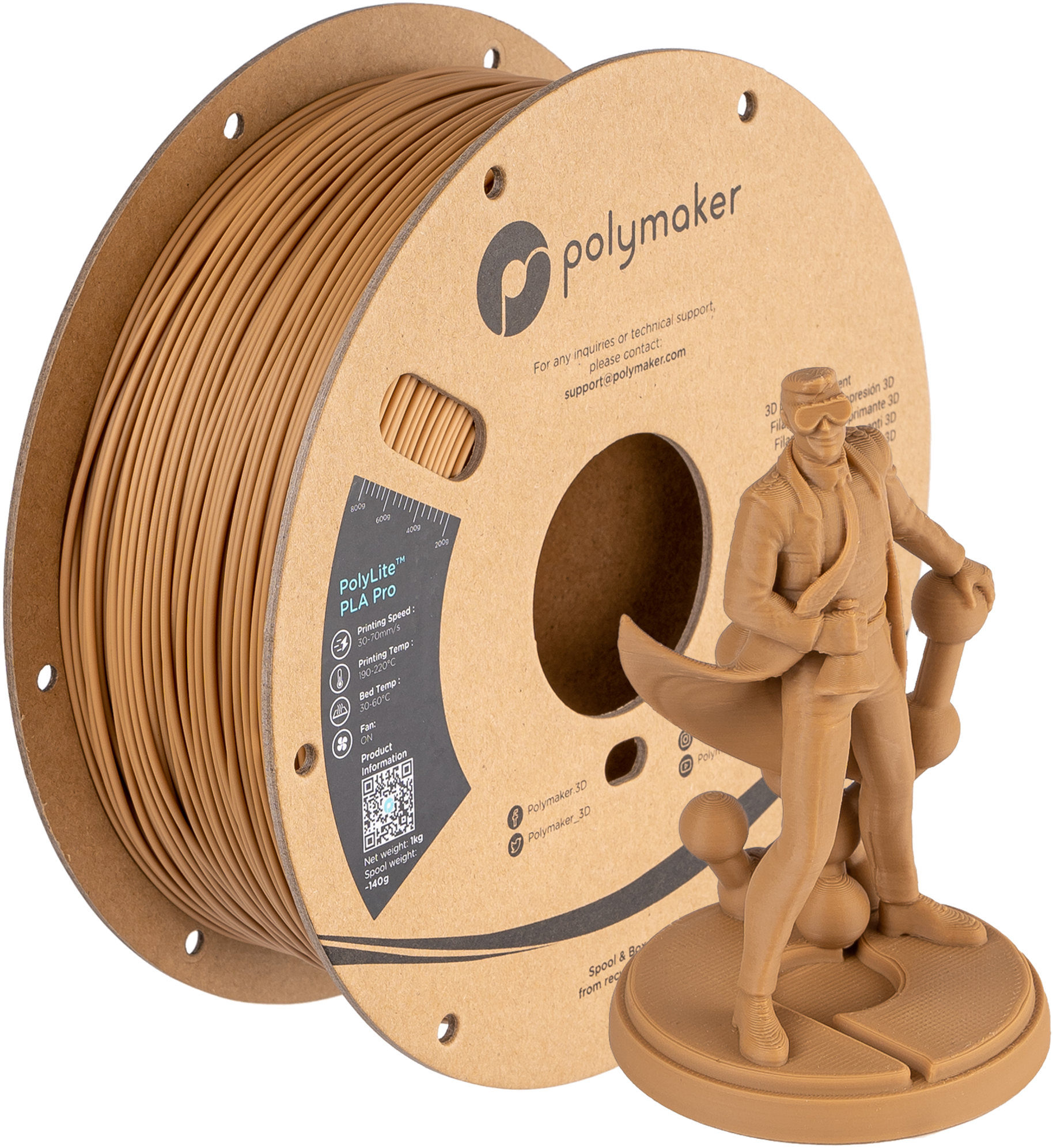 Filament Polymaker PolyLite PLA PRO Army Beige (maro)1kg