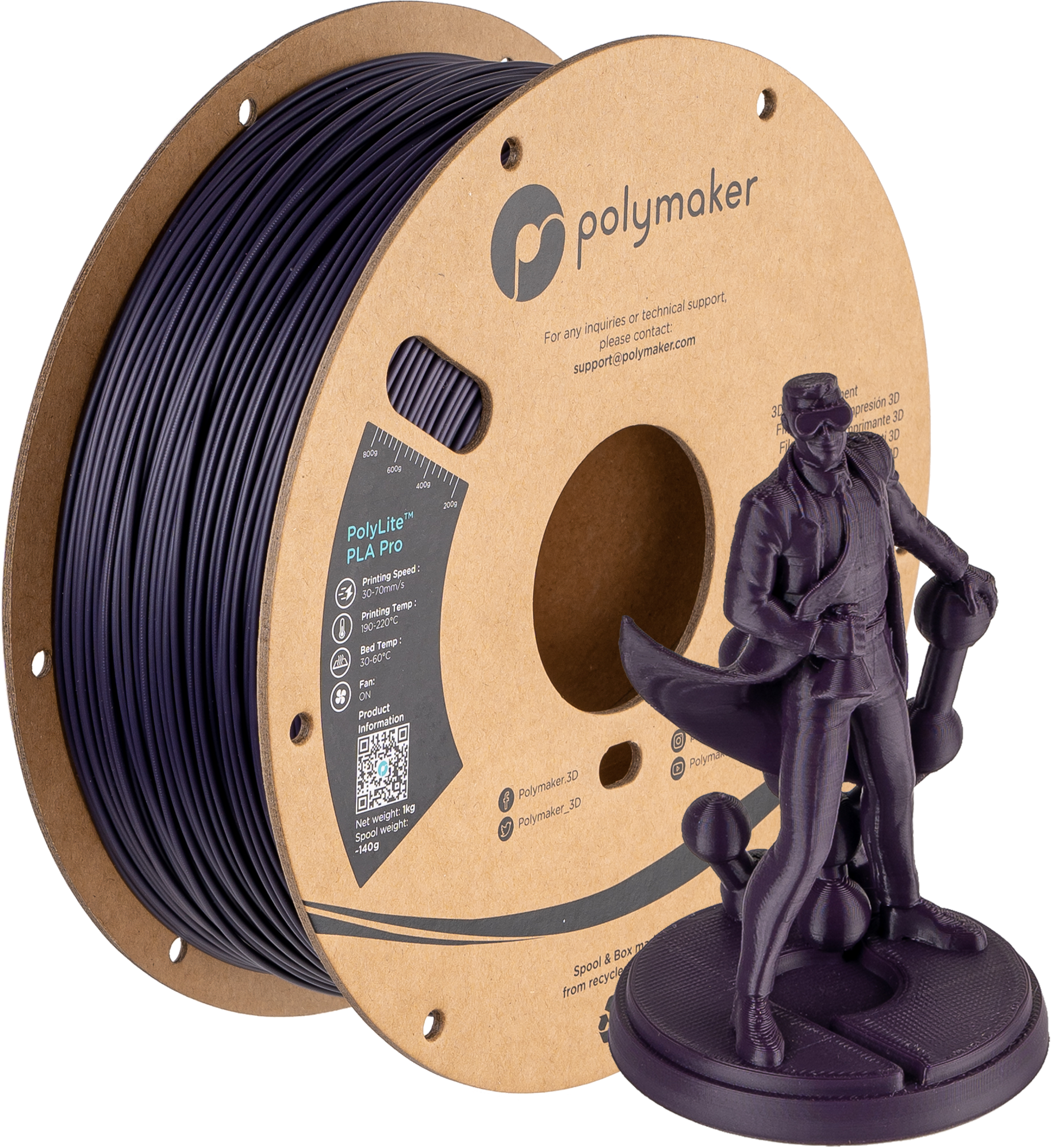 Filament Polymaker PolyLite PLA PRO Dark Purple (violet inchis)1kg