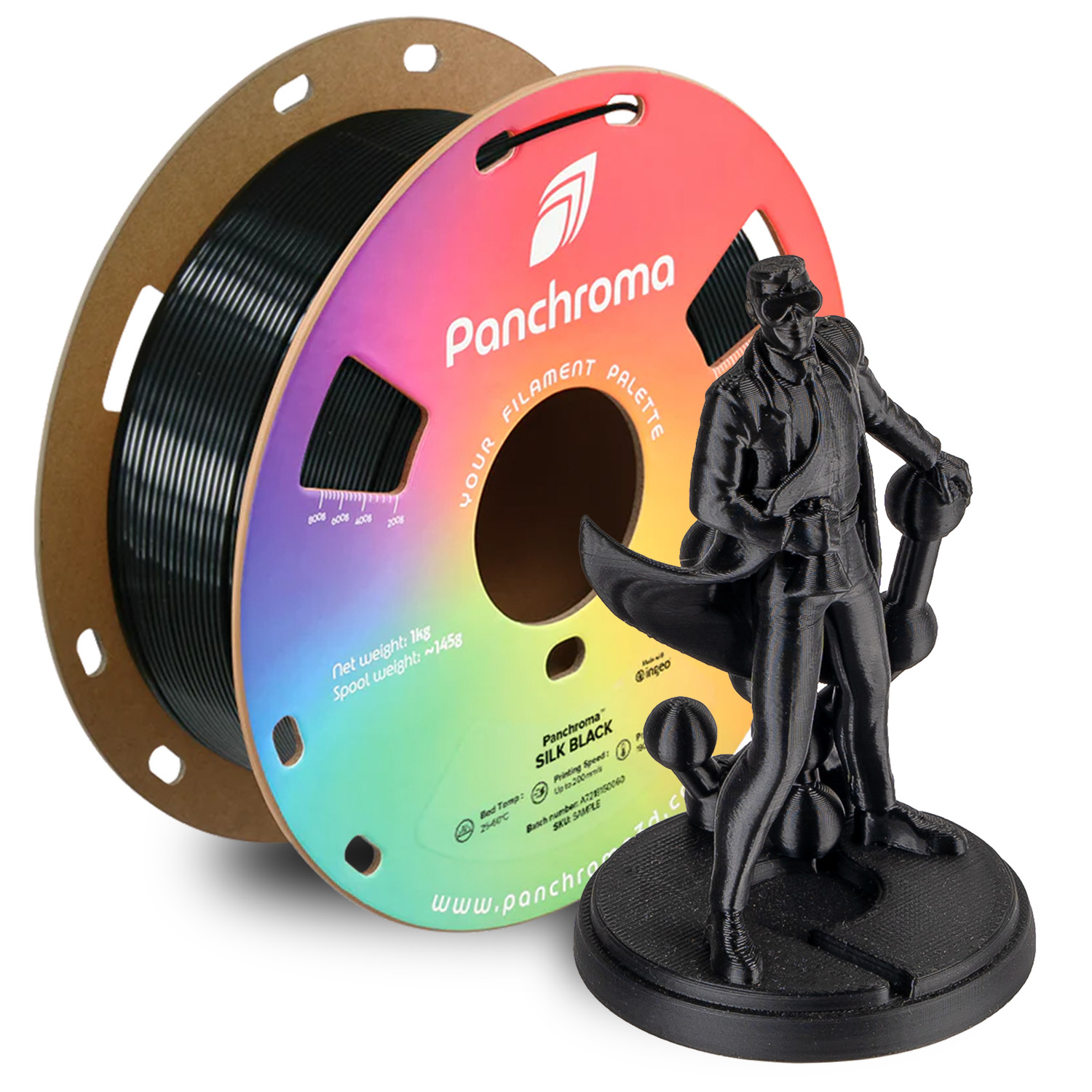 Filament 1.75 mm Polymaker Panchroma PLA Silk Black (negru)1kg