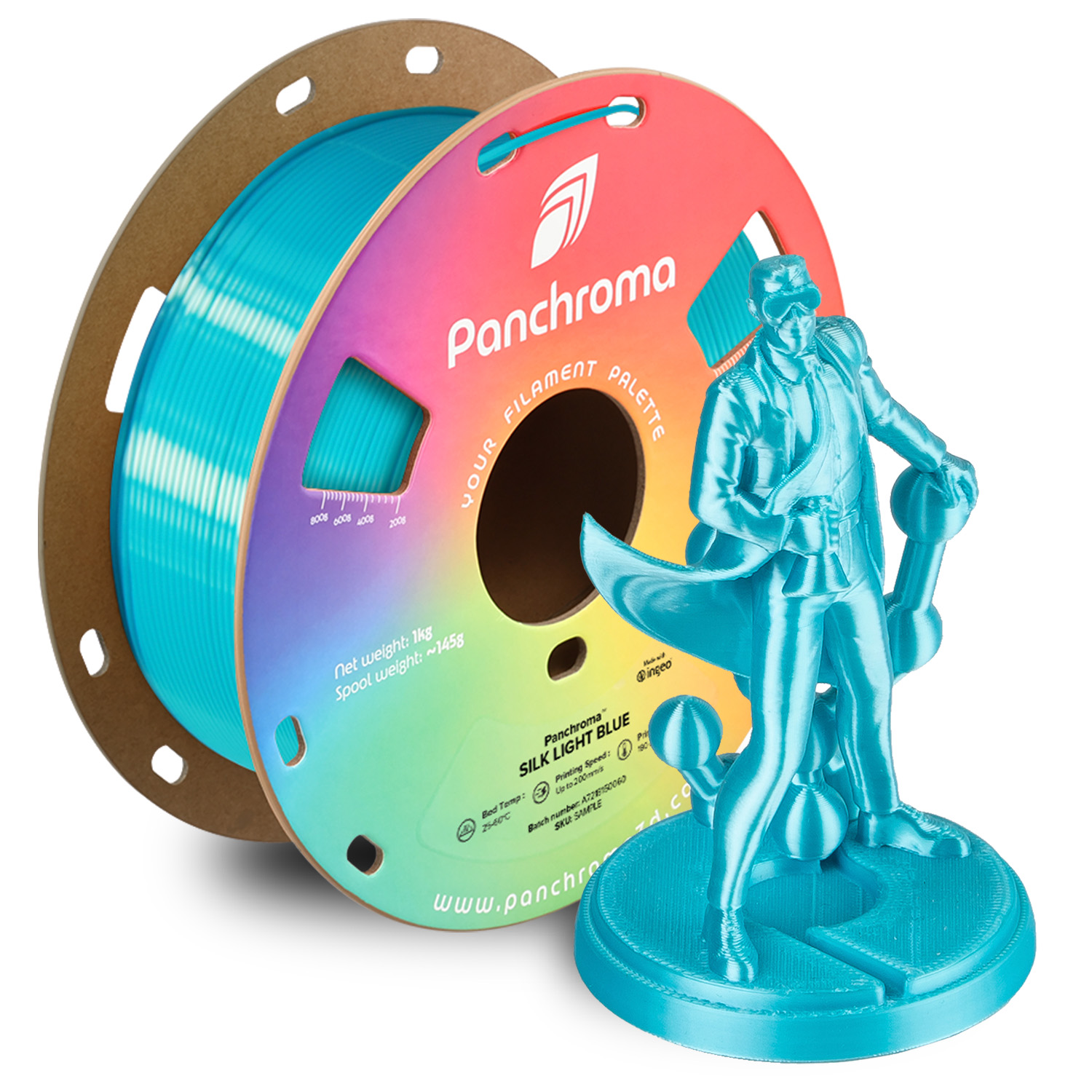 Filament 1.75 mm Polymaker Panchroma PLA Silk Light Blue (albastru deschis)1kg
