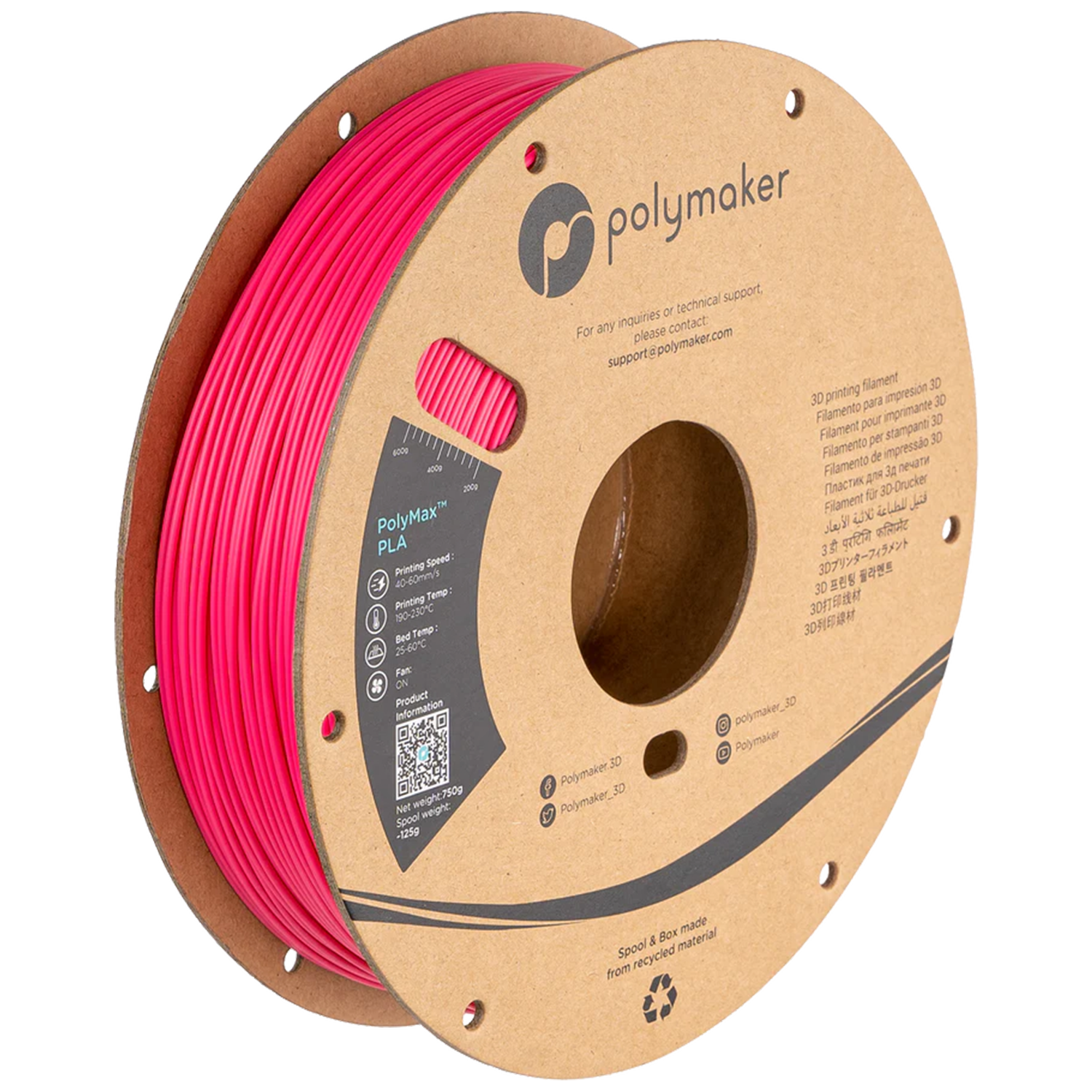 Filament Polymaker PolyMax Tough PLA Pink (roz) 750g