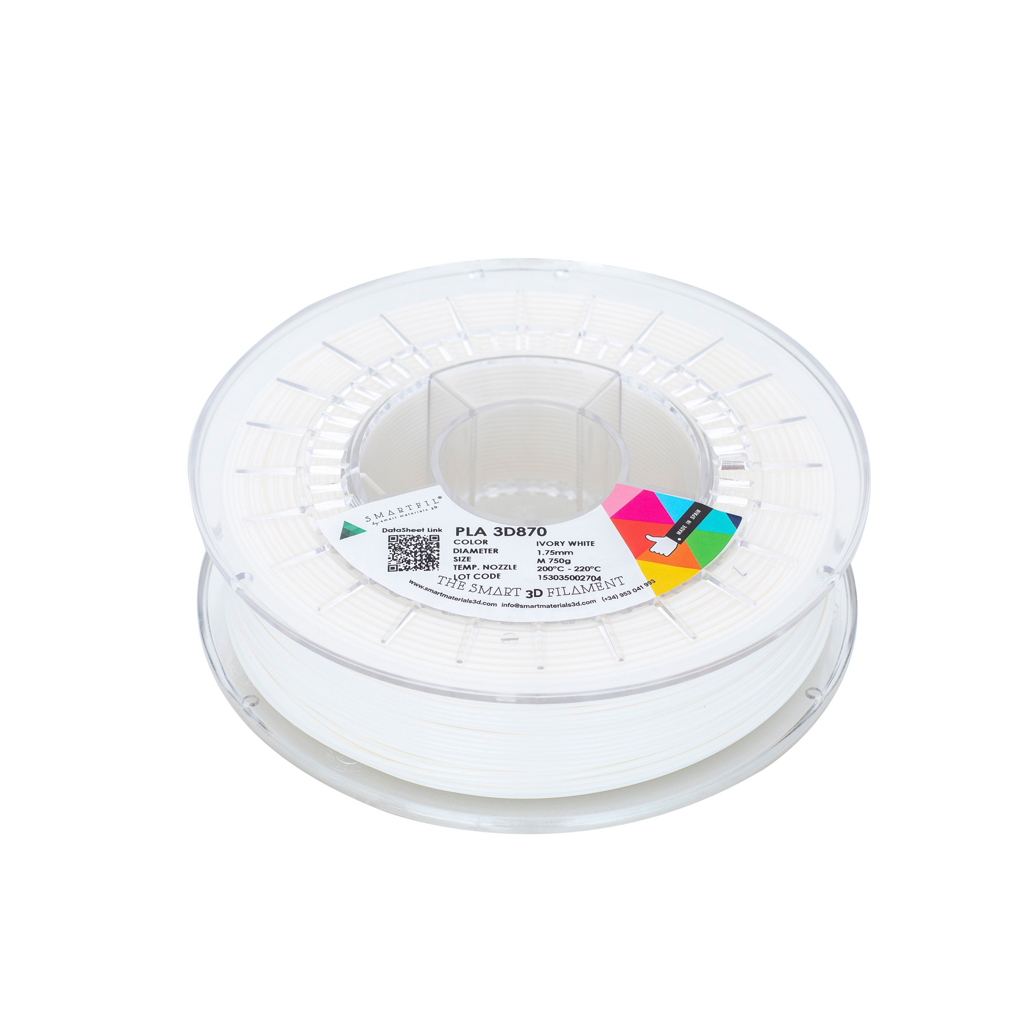Filament SmartFil PLA 3D870 Ivory White (alb) 750g