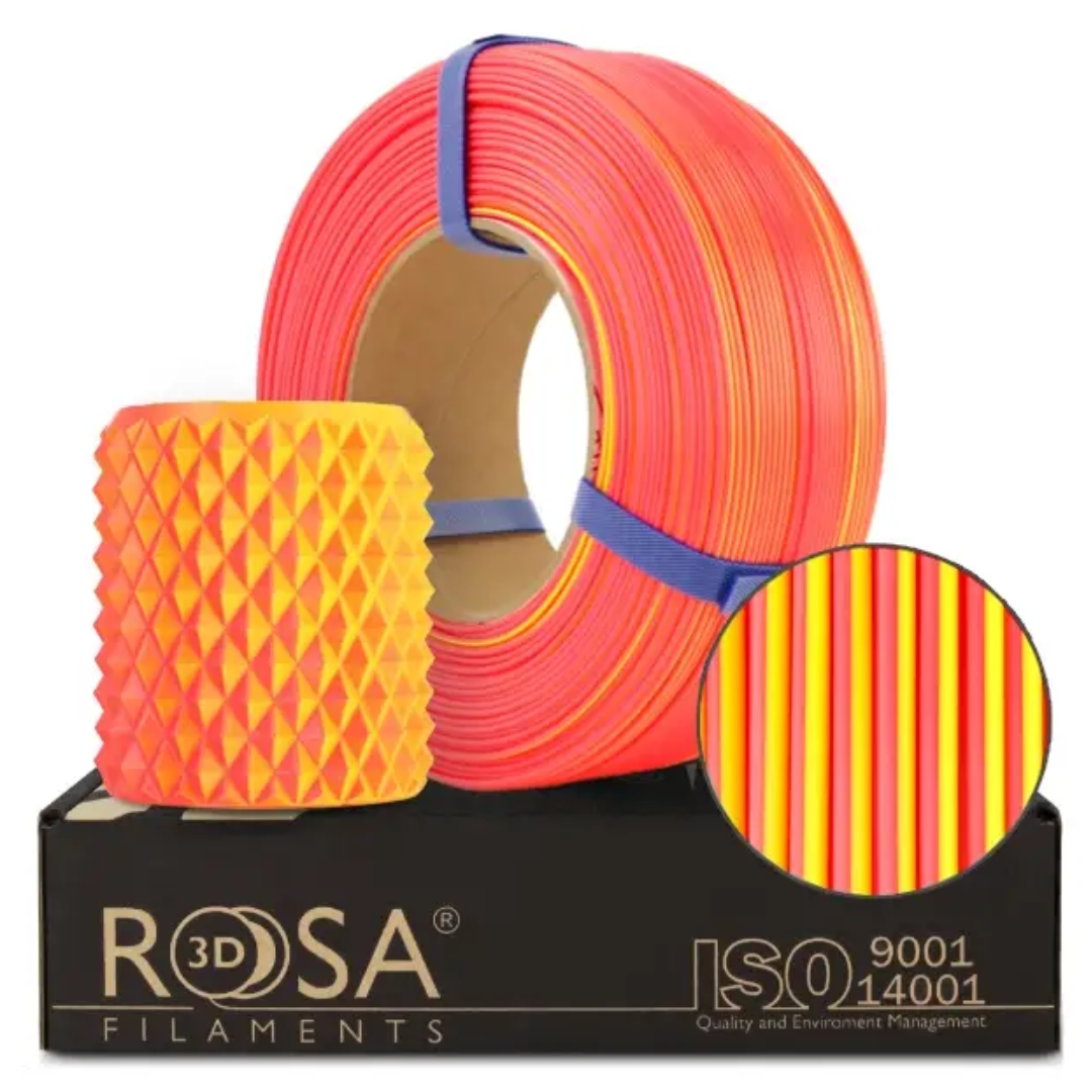 Filament 1.75 mm Rosa 3D ReFill PLA Magic Neon (galben neon - portocaliu neon) 1kg